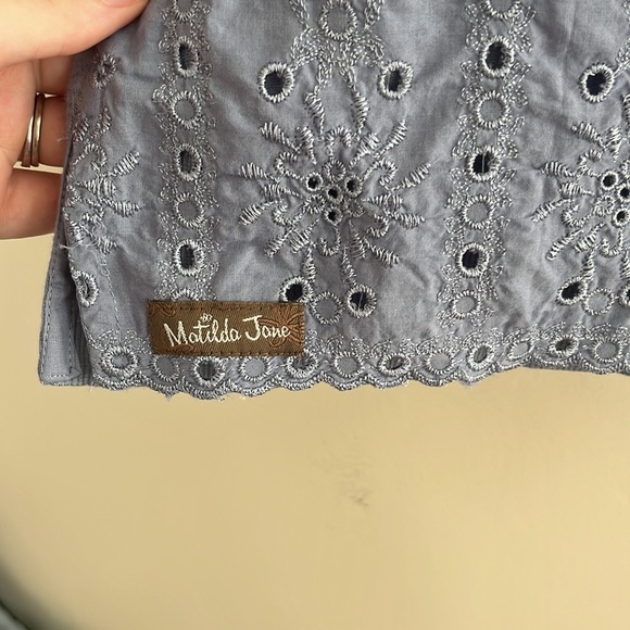 Matilda Jane In The Moment French Terry Sweatshirt Blue M Cottage Eyelet NWT - Picture 6 of 6